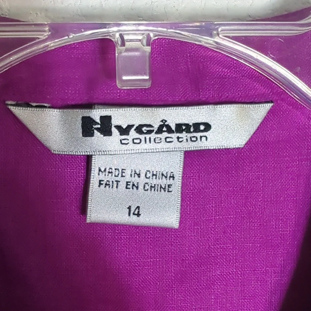 Nygard Womens Capri Top Set 100% Linen Fushia Pink Summer Beachy Plus‎ Size 14